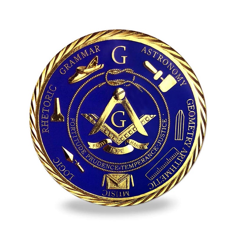 deDecoml Freemason Masonic Brotherhood Car Emblems Gold Plated in Blue Masonic Accessories Gifts - Image 1